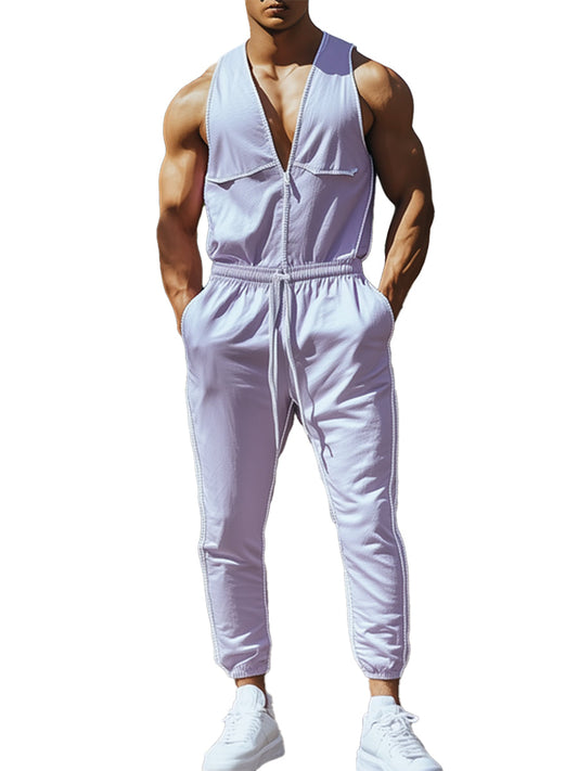 Men's Casual Purple Jumpsuit